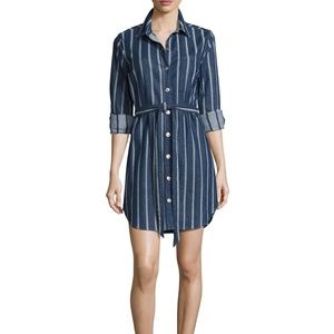 7 For All Mankind Striped Denim Belted Shirtdress